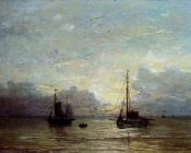 Fishing Boats Near The Coast - 亨德里克·威廉·梅斯达赫